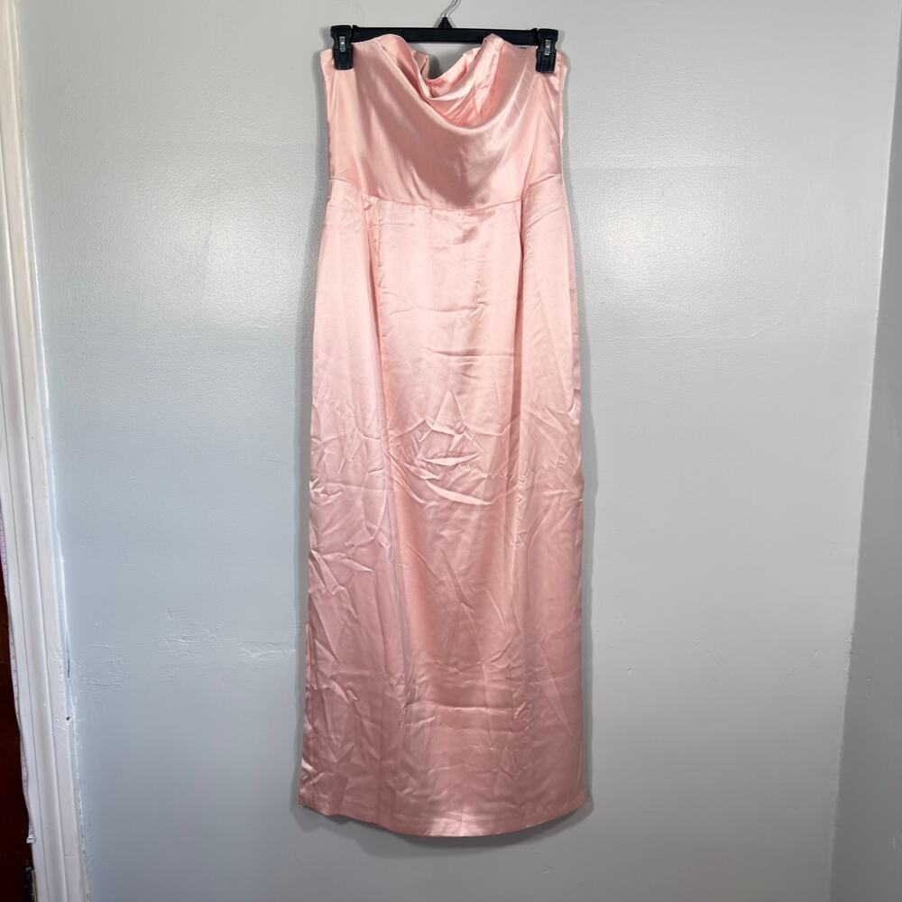 Meshki Alanis Strapless Maxi Dress Gown Cowl Neck Blush Pink Wedding Guest XXL - Picture 2 of 10